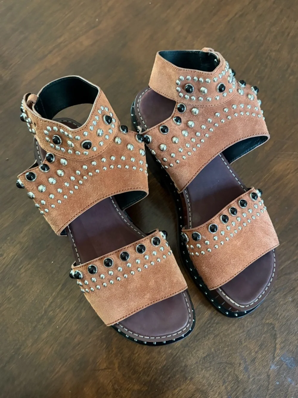 3.1 Phillip Lim Nashville Platform Sandal Suede Leather Studded Chunky Shoes